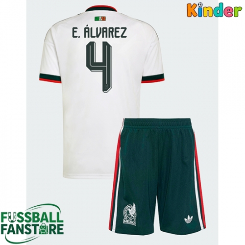 Mexiko Edson Alvarez #4 Replik Auswärtstrikot Kinder WM 2026 Kurzarm (+ Kurze Hosen)